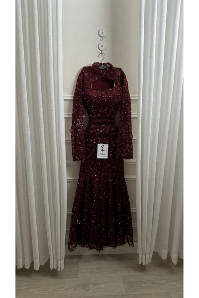 Onila Burgundy sequined dress with sleeves
