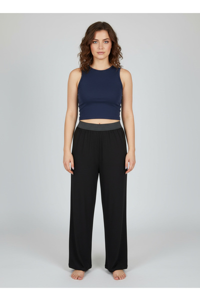 By Piera 100% Cotton Women's Trouser Skirt Shaped Innerwear Lining Ankle Length Black