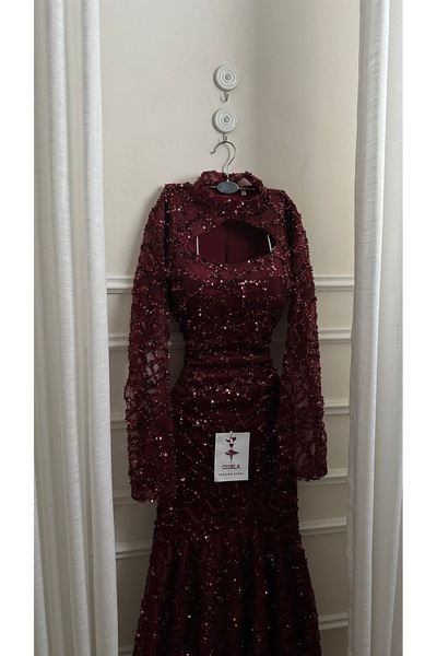 Onila Burgundy sequined dress with sleeves