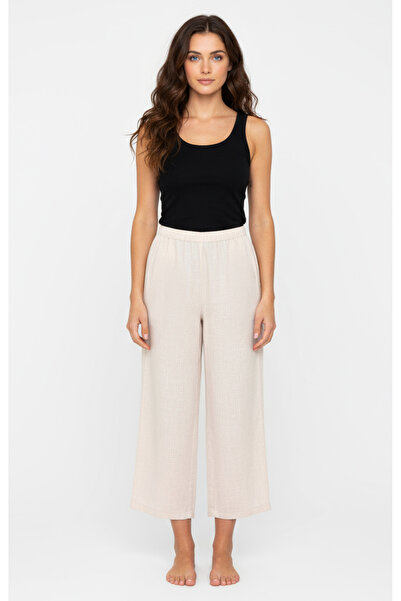 By Piera Παντελόνι από 100% βαμβακερό λινό Εσώρουχο σε σχήμα φούστας Εσωτερική επένδυση μέχρι τον αστράγαλο Εκρού