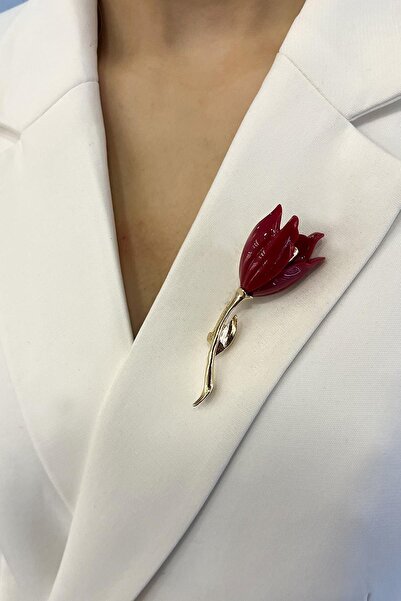 mos&more Kırmızı Lale Broş