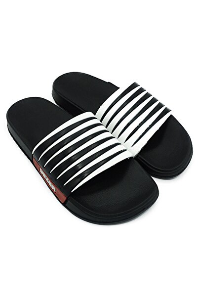 GEZER Ανδρικές ασπρόμαυρες παντόφλες παραλίας πολυτελείας μπάνιου 12470