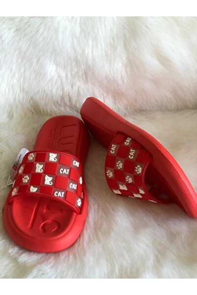 GEZER Summer Women's Red Cat and Paw Patterned Soft Sole Lightweight Women's Slippers