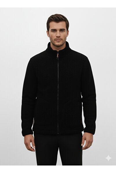 OXVİN Μάλλινο βελούδινο παλτό από γούνα αρνιού Welsoft με φερμουάρ και 3 τσέπες με λεπτομέρειες (πλήρες μέγεθος)