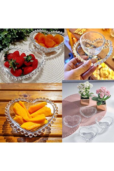 PUFO Elegant glass bowl Pufo Heart for serving hazelnuts, pistachios, candies, snacks, 16 cm