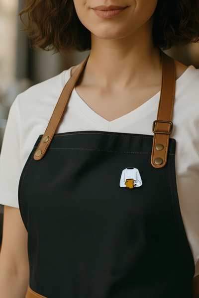 gokmentoy Kahve Kupası Kafalı Adam Kahve Temalı Barista Rozet El Boyaması Ahşap Broş