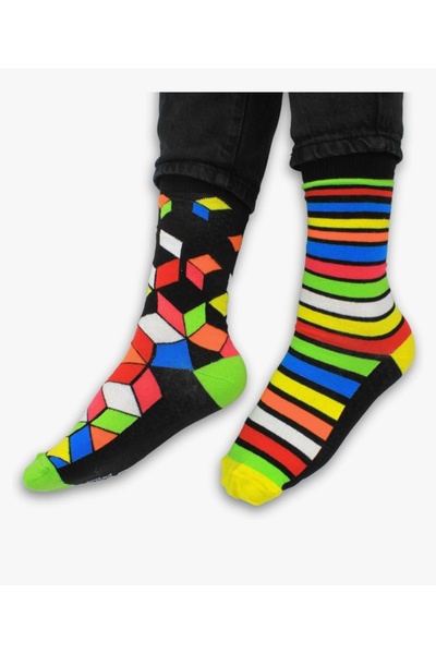 DUYAL Hn Socks Renkli Geometrik Desen ve Karakter Temalı Unisex Çorap Seti (5...