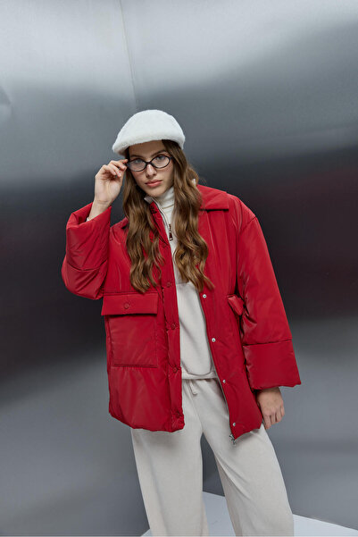 Bood Atelier Çıtçıtlı Kırmızı Şişme Mont