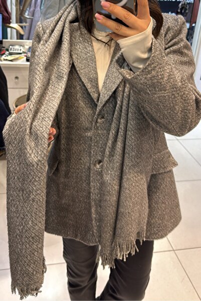 Suziş Cape Detail Embellished Jacket Coat Cr105001