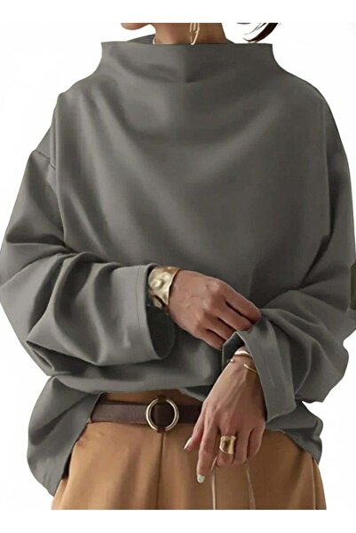 ARONA Women's Long Sleeve Wide Turtleneck Modal Blouse