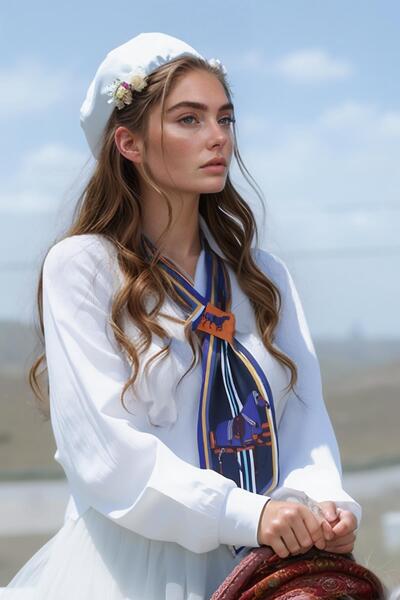 Walkenzo At Desenli Çift Taraflı Kullanıma Uygun Kravat Formlu Kadın Fular