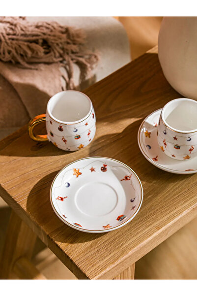 LC Waikiki Lcw Home New Year Themed Porcelain Coffee Cup Set for 2 People 90 ml