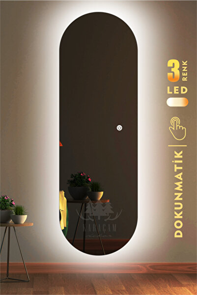 KaraçamDekor Led Işıklı 140x45 Oval Boy Aynası
