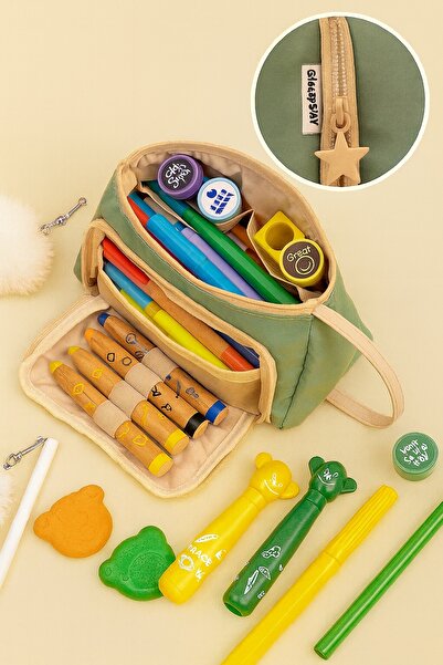 GlassySKY حافظة أقلام مدرسية ومكتبية متعددة الأقسام ذات سعة كبيرة مع نافذة مث...