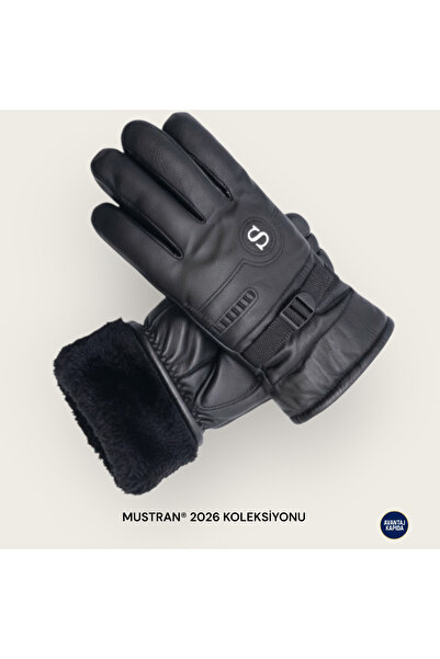 Mustran Unisex Waterproof Thick Fur Lined Thermal Winter Leather Snow & Ski Gloves