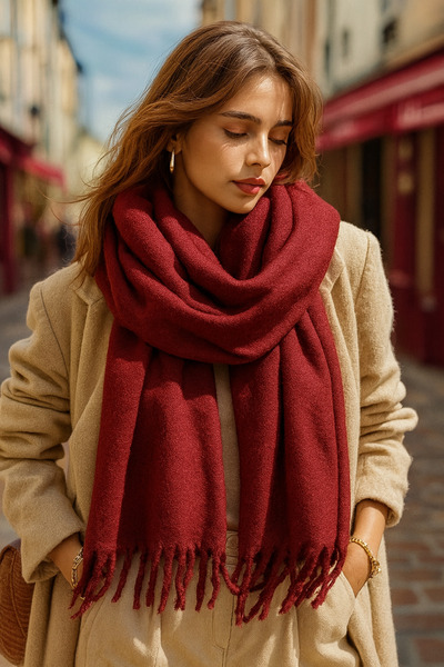 kuru Дамски мек акрилен шал с текстура за зимата