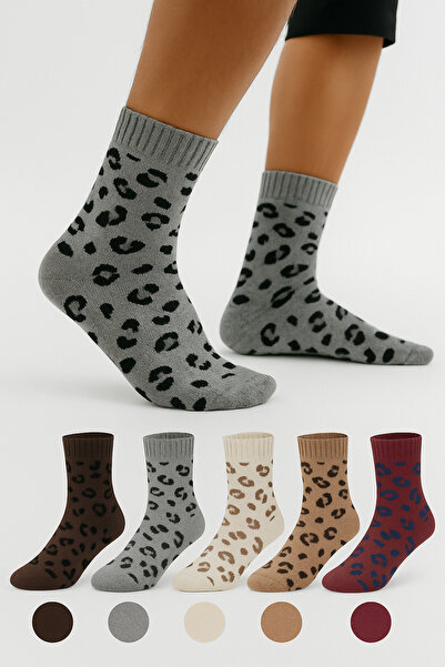 WORTHY SOCKS 5 чифта дамски многоцветни леопардови чорапи до глезена, комплект от 5 броя