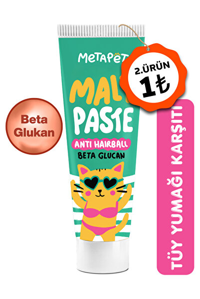 Metapet Tüy Yumağı Önleyici Kedi Maltı, Kediler için Anti Hairball Macun Past...