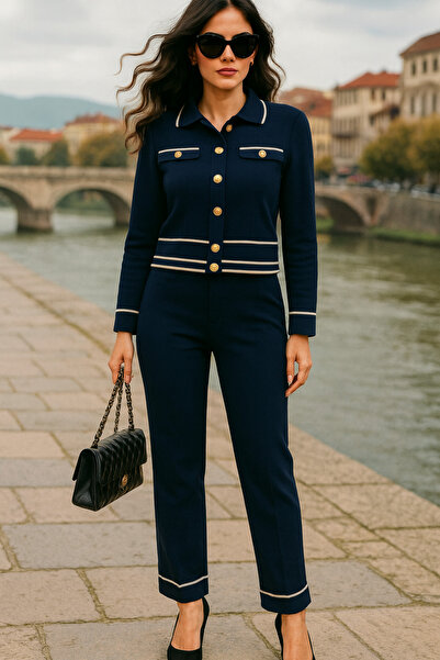 MODA Set de tricotaje, set de tricotaje pentru femei, set de tricotaje confortabile cu dungi