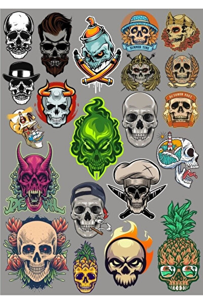 Reysa Tasarım مجموعة ملصقات هياكل جمجمة مكونة من 27 قطعة للهاتف والكمبيوتر ال...