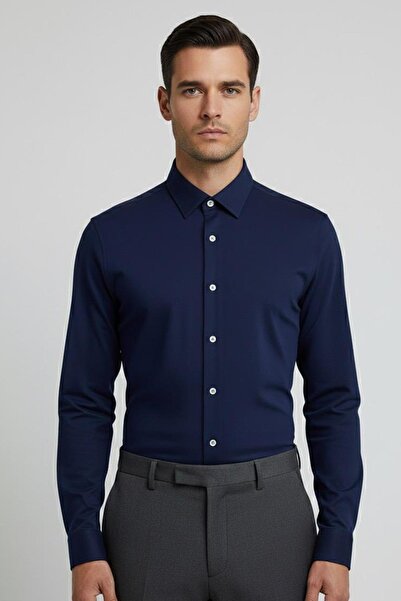 Sabri Özel GÖMLEK YAKA ERKEK GÖMLEK Lacivert