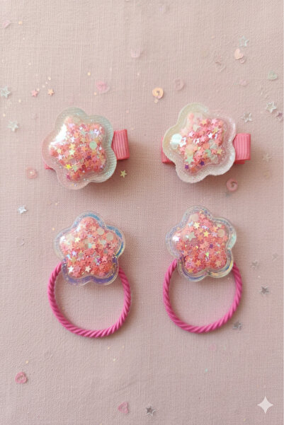 Avenda 4'lü Yıldızlı Şeffaf Kız Çocuk Tokası Seti