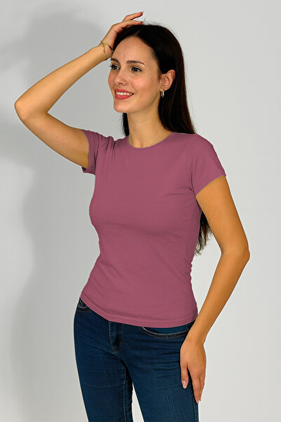 Betimoda Γυναικείο κοντομάνικο σώμα με λαιμόκοψη Dusty Rose