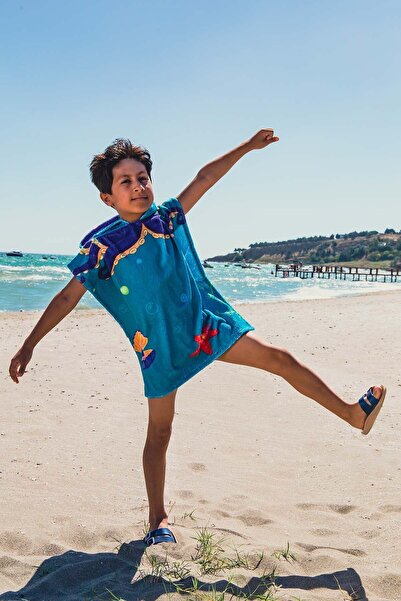 Bross Octopus Patterned Children's Towel Poncho 60X60