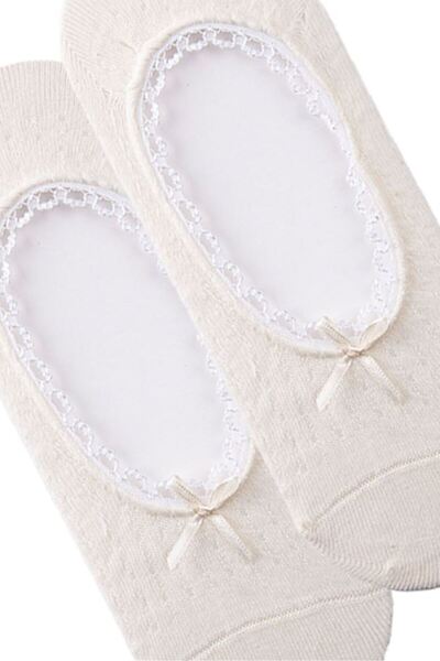 Bross Women's Mesh 12 Pack Lace Ballerina Socks Ecru