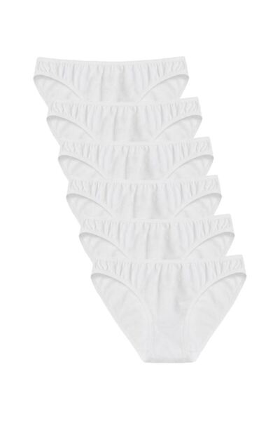 Bross Women's Cotton Lycra 6-Piece White Panties 1220