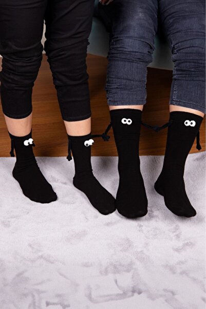 Bross 2 Pairs of Black Black Socks with Magnetic Hands