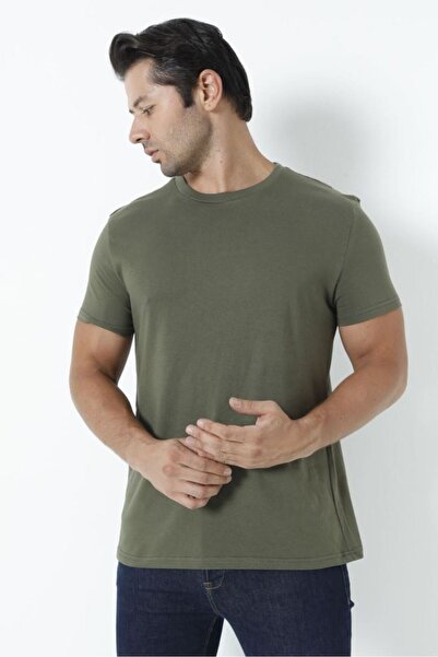 Bross Men's T-Shirt 100% Cotton Cycling Khaki Fit