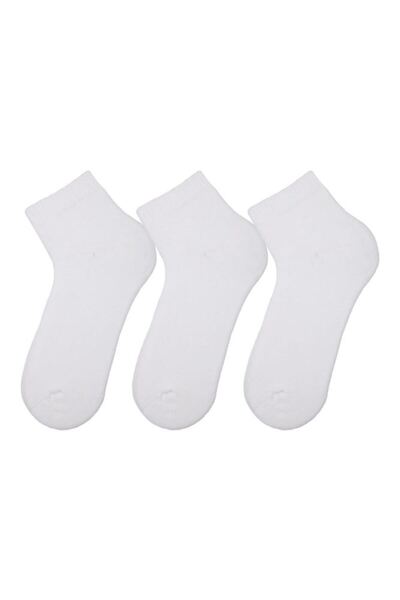 Bross Women's 3-Piece White Towel Booties Socks
