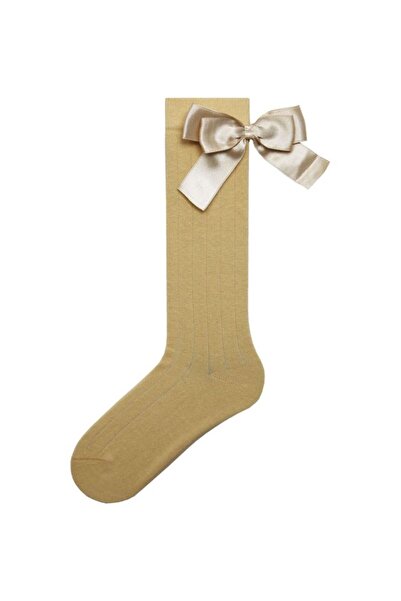 Bross Bow Cream Children's Knee Socks