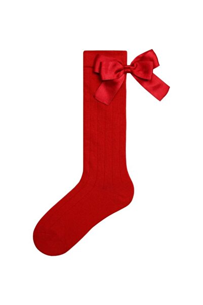 Bross Bow Red Children's Knee Socks
