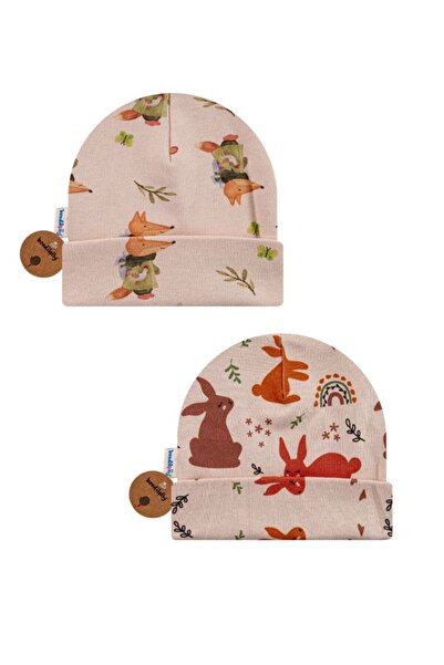 Bondilolly Bebek Şapka Hayvan Desenli 2 Li Pamuklu İnterlok