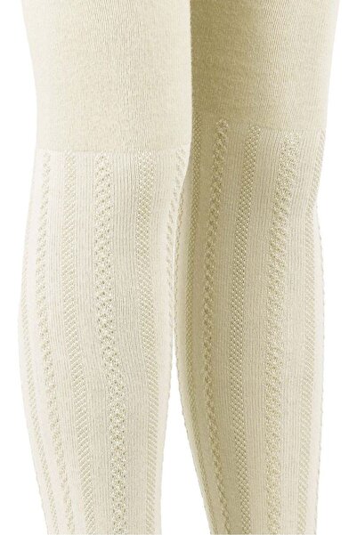 Bross Set of 2 Patterned Cotton Children's Pantyhose - Pink Ecru