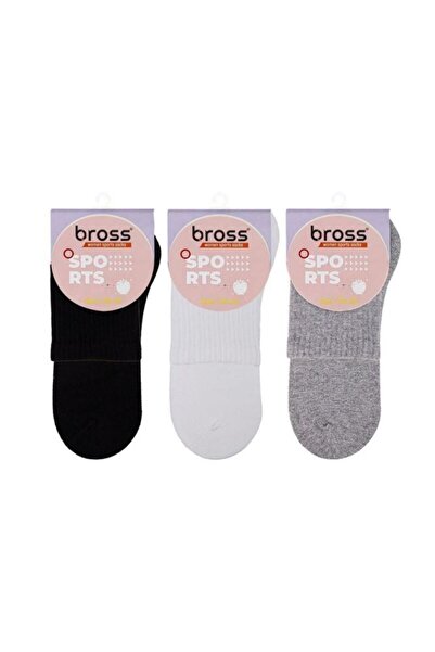 Bross Women's Plain Sports 3-Piece Short Socks