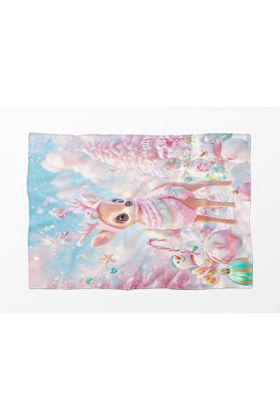 Erays Home Christmas & Christmas Deer Cute Deer Pattern Fleece Blanket Tv Blanket Merry Christmas