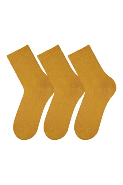 Bross Towel Plain Women's Socket 3-Piece Mustard