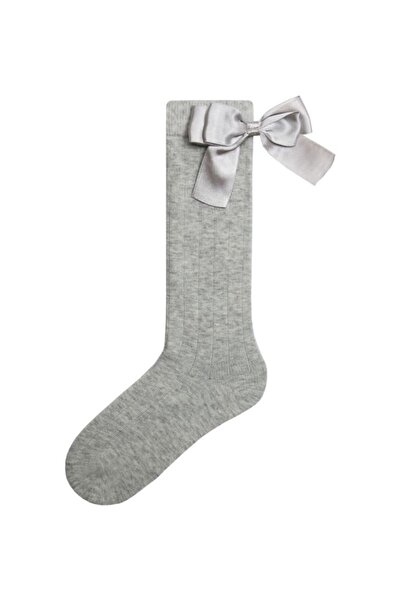 Bross Bow Gray Children's Knee Socks