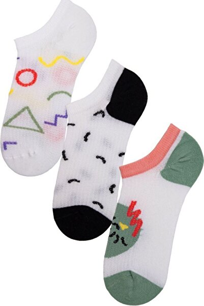 Bross Women's Graphic Patterned 3-Piece Sneaker Socks