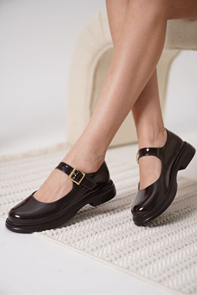 Zerenyus Brexi Premium Bitter Brown Patent Leather Mary Jane Shoes