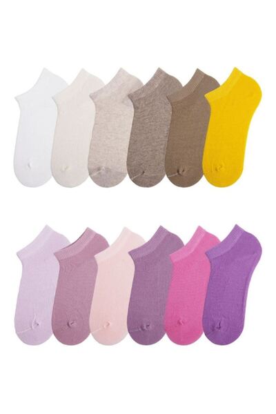 Bross Tulip Women's Cotton 12 Pack Colorful Booties Socks