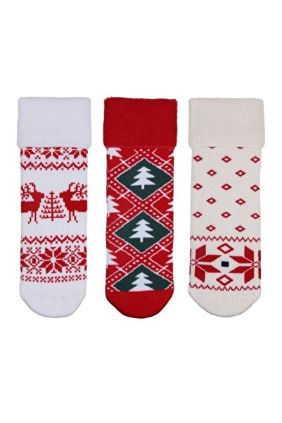 Bross Nordic Patterned 3-Piece Towel Women's Socks