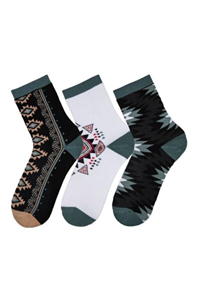 Bross Ethnic patterned 3-piece towel women's socks