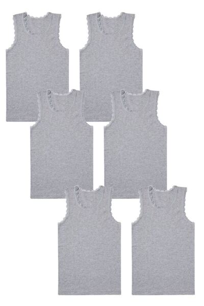 Bross Дівчача 100% бавовняна 6-парова мереживна майка 1134 Сіра