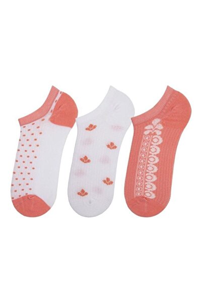 Bross Women's Leaf and Score Patterned 3-Piece Sneaker Socks