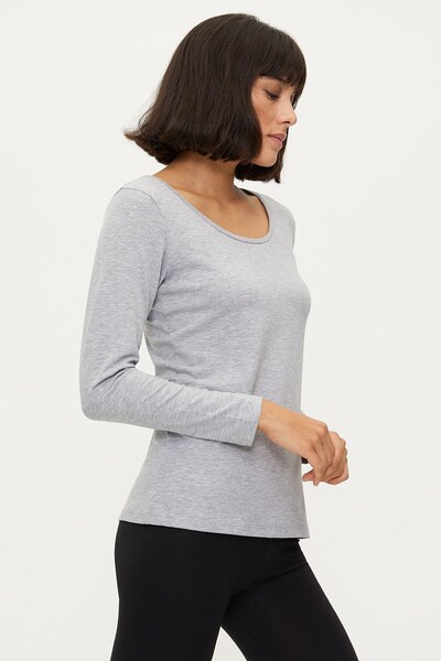 Bross Gray Undershirt Cotton Women's Long Sleeve Set of 2 - 1219