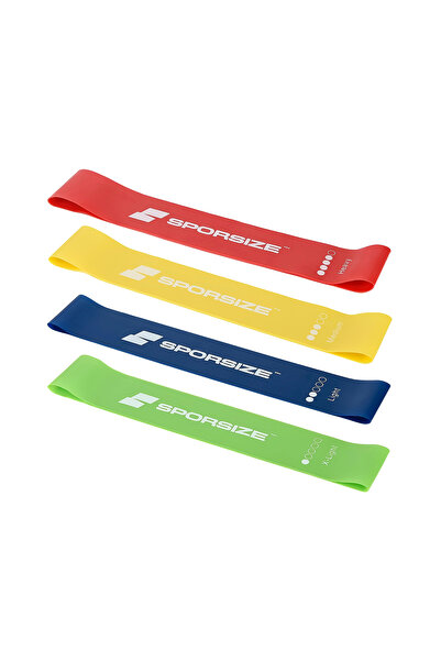 Sporsize 100% Latex Resistance Band – Home Gym Pilates Fitness – Leg Hip Training Loop Band Set of 4